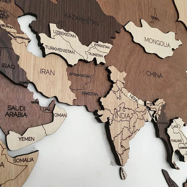 3D Wooden World Map